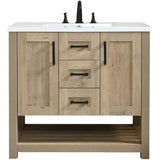 37" W x 22" D Coastal Vanity with Cultured Marble Top - Two Doors + Two Drawers, Birch