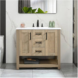 37" W x 22" D Coastal Vanity with Cultured Marble Top - Two Doors + Two Drawers, Birch