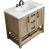 37" W x 22" D Coastal Vanity with Cultured Marble Top - Two Doors + Two Drawers, Birch