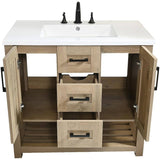 37" W x 22" D Coastal Vanity with Cultured Marble Top - Two Doors + Two Drawers, Birch