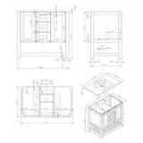 37" W x 22" D Coastal Vanity with Cultured Marble Top - Two Doors + Two Drawers, Birch