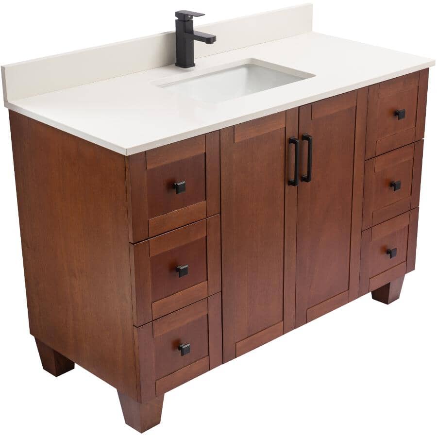48" W x 22" D Madera Vanity with Quartz Stone Top - Rustic Wood