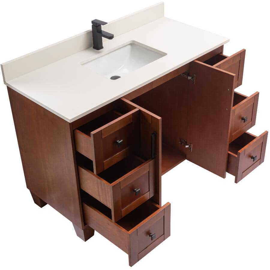 48" W x 22" D Madera Vanity with Quartz Stone Top - Rustic Wood