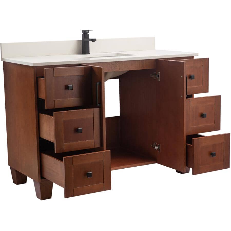48" W x 22" D Madera Vanity with Quartz Stone Top - Rustic Wood