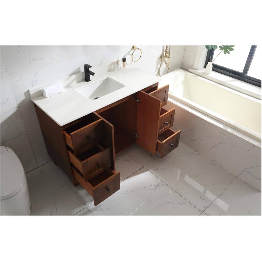 48" W x 22" D Madera Vanity with Quartz Stone Top - Rustic Wood