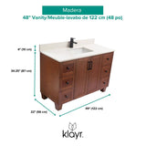 48" W x 22" D Madera Vanity with Quartz Stone Top - Rustic Wood