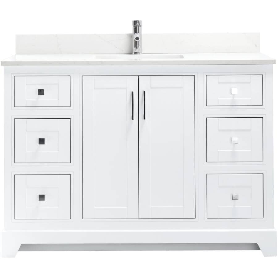 48" W x 22" D Soho Vanity with Quartz Stone Top - White