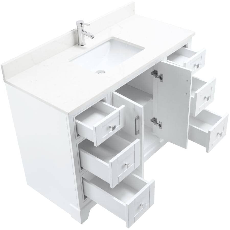 48" W x 22" D Soho Vanity with Quartz Stone Top - White