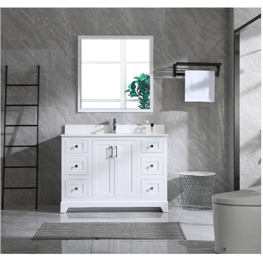 48" W x 22" D Soho Vanity with Quartz Stone Top - White