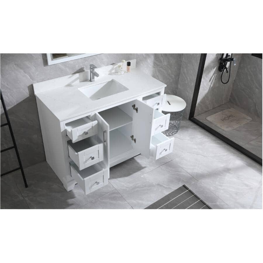 48" W x 22" D Soho Vanity with Quartz Stone Top - White