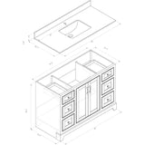 48" W x 22" D Soho Vanity with Quartz Stone Top - White