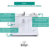 48" W x 22" D Soho Vanity with Quartz Stone Top - White