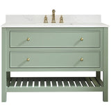 49" W x 22" D Paris Sink Vanity with Calacatta Quartz Stone Top -  Four Drawers, Green
