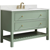 49" W x 22" D Paris Sink Vanity with Calacatta Quartz Stone Top -  Four Drawers, Green