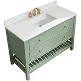 49" W x 22" D Paris Sink Vanity with Calacatta Quartz Stone Top -  Four Drawers, Green