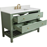 49" W x 22" D Paris Sink Vanity with Calacatta Quartz Stone Top -  Four Drawers, Green