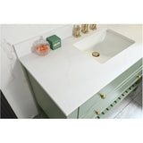 49" W x 22" D Paris Sink Vanity with Calacatta Quartz Stone Top -  Four Drawers, Green