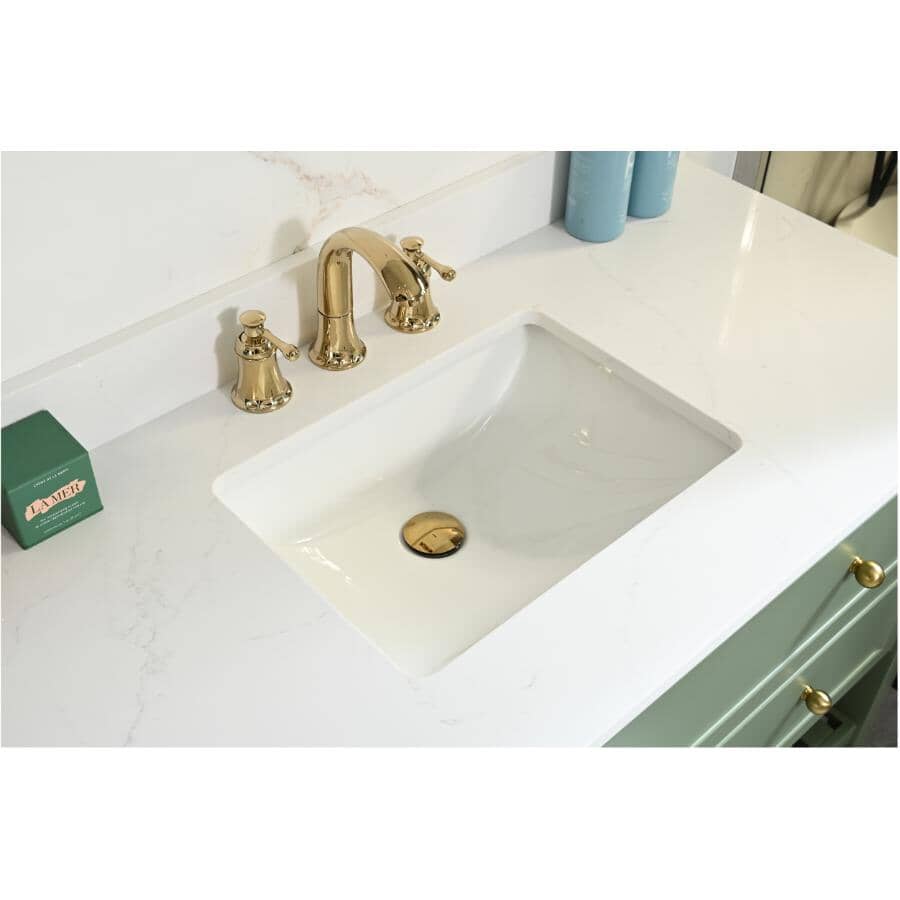 49" W x 22" D Paris Sink Vanity with Calacatta Quartz Stone Top -  Four Drawers, Green