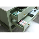 49" W x 22" D Paris Sink Vanity with Calacatta Quartz Stone Top -  Four Drawers, Green
