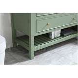 49" W x 22" D Paris Sink Vanity with Calacatta Quartz Stone Top -  Four Drawers, Green