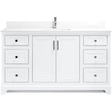 59" W x 22" D Soho Vanity with Quartz Stone Top - White