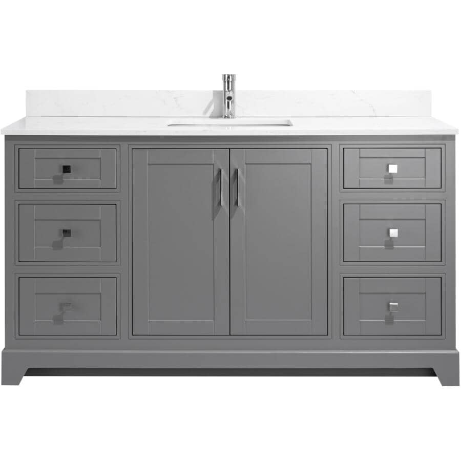 59" W x 22" D Soho Vanity with Quartz Stone Top - Graphite