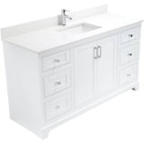 59" W x 22" D Soho Vanity with Quartz Stone Top - White