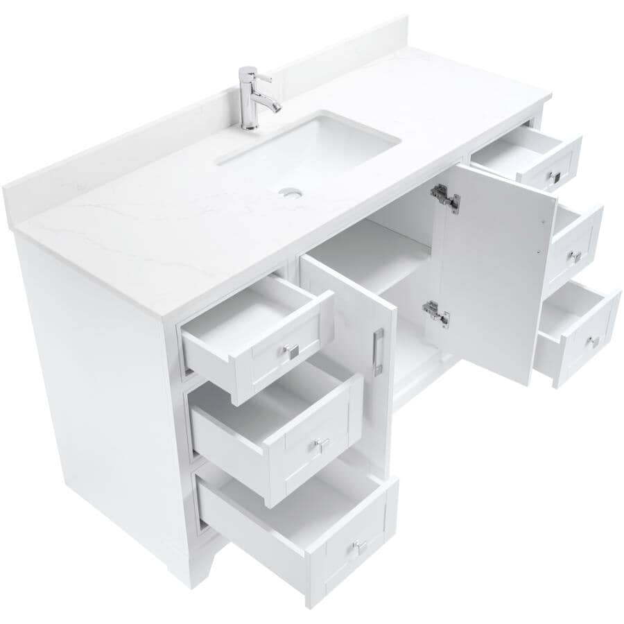 59" W x 22" D Soho Vanity with Quartz Stone Top - White