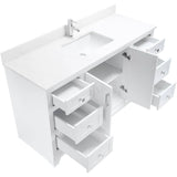 59" W x 22" D Soho Vanity with Quartz Stone Top - White