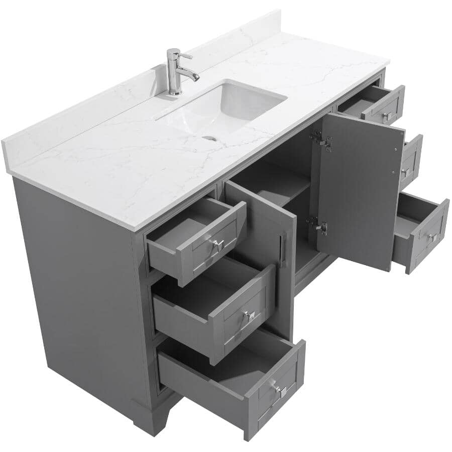 59" W x 22" D Soho Vanity with Quartz Stone Top - Graphite