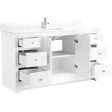 59" W x 22" D Soho Vanity with Quartz Stone Top - White