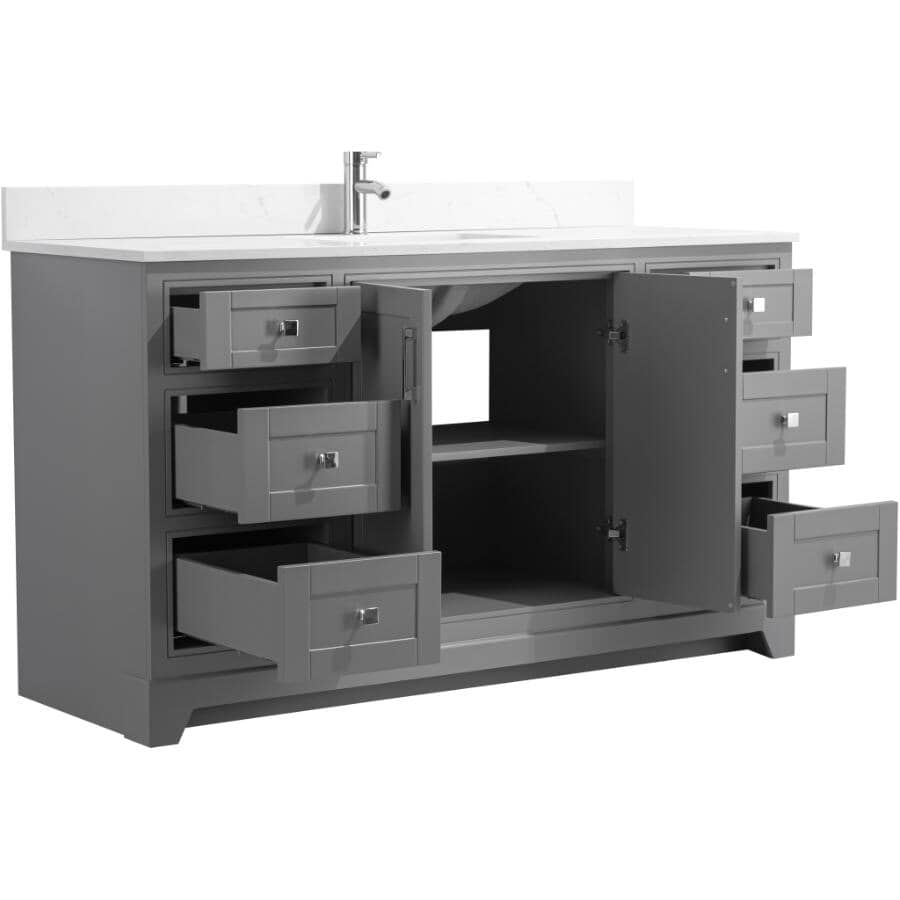 59" W x 22" D Soho Vanity with Quartz Stone Top - Graphite