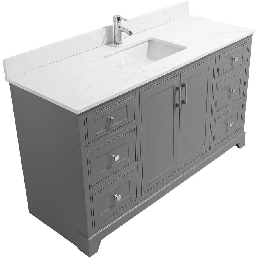 59" W x 22" D Soho Vanity with Quartz Stone Top - Graphite