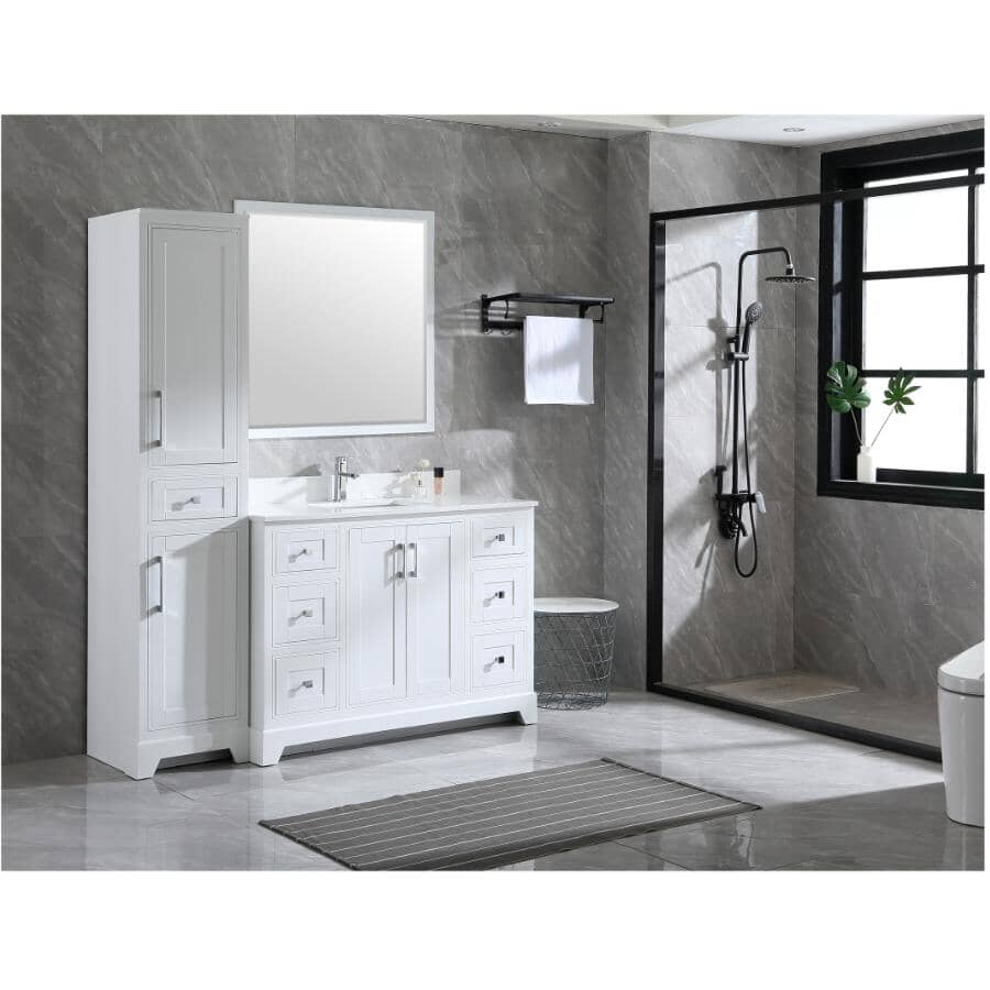 59" W x 22" D Soho Vanity with Quartz Stone Top - White