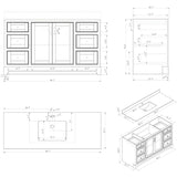 59" W x 22" D Soho Vanity with Quartz Stone Top - White