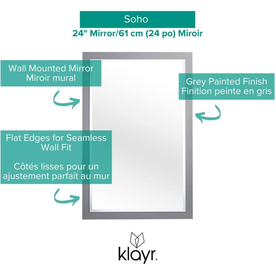 Soho Framed Rectangular Mirror - Graphite, 24" x 35"