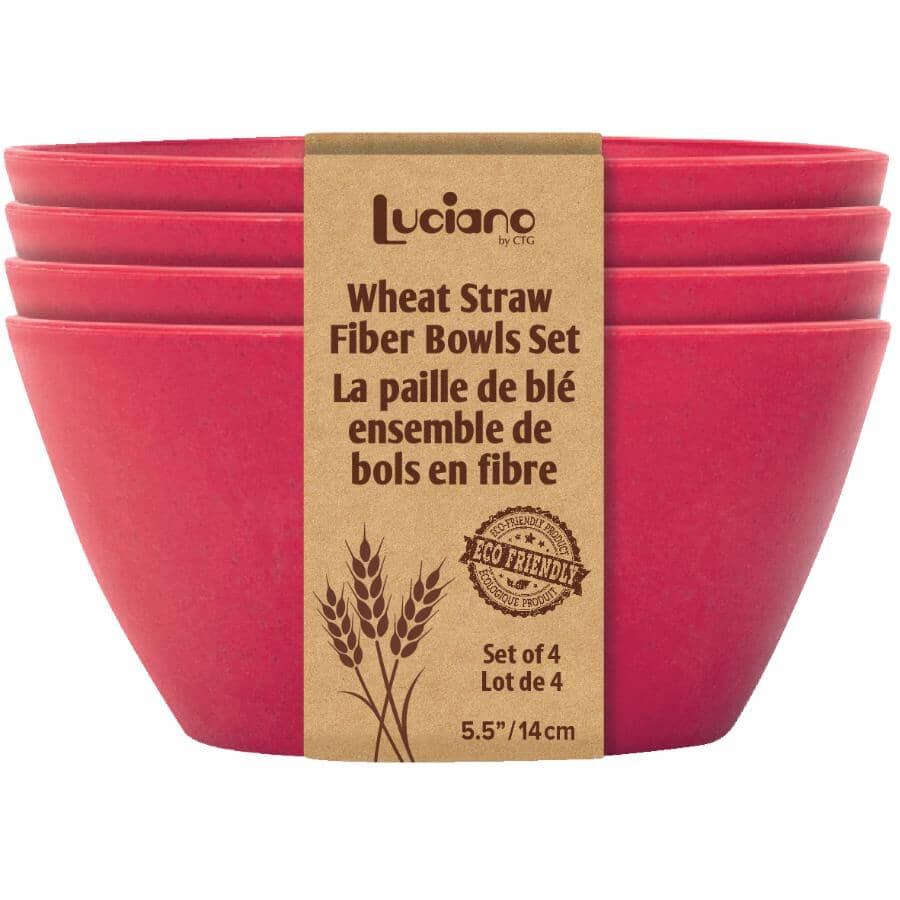 5" Wheat Fibre Dinner Bowl - Fuchsia, 4 Pack