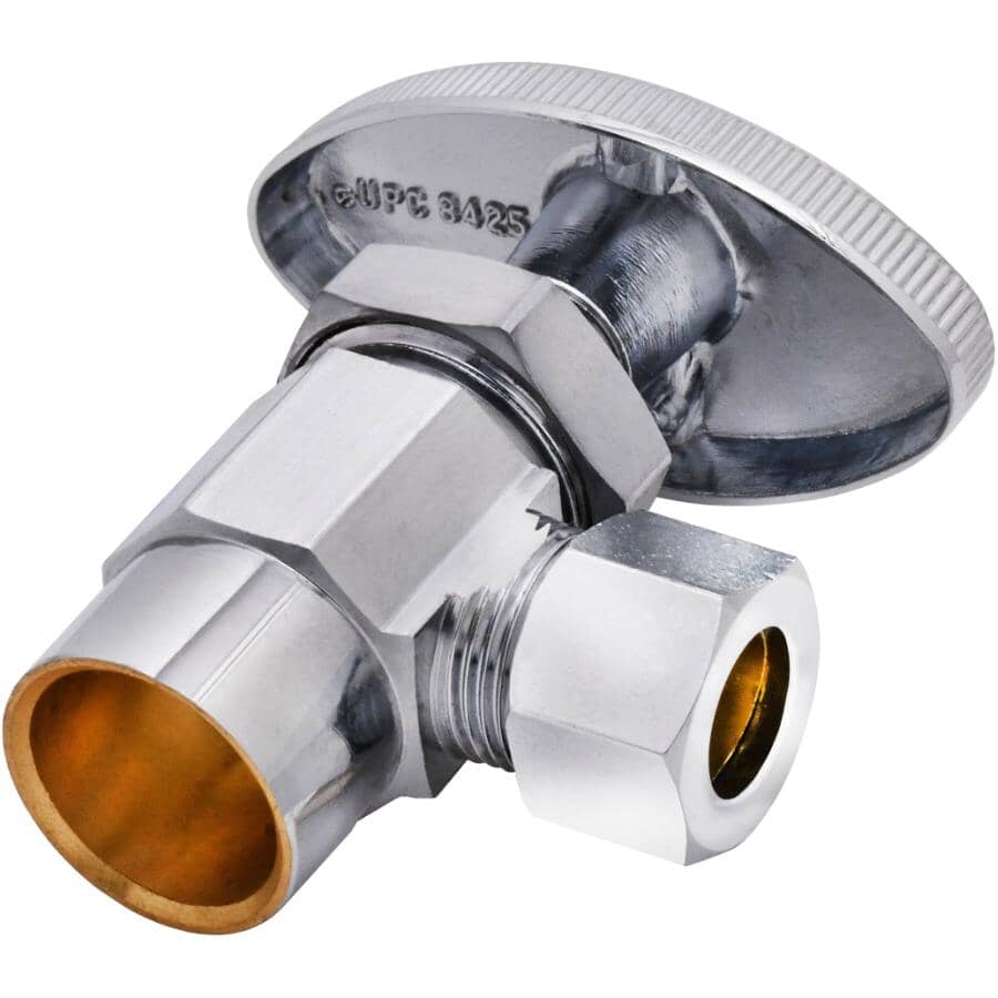 1/2" Nominal Copper x 3/8" Outside Diameter Compression Angle Stop Valve