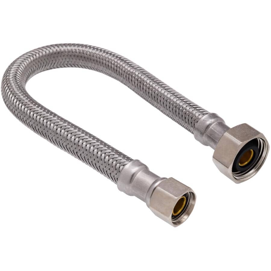 3/8" x 1/2" x 12" Braided Faucet Connector - Stainless Steel