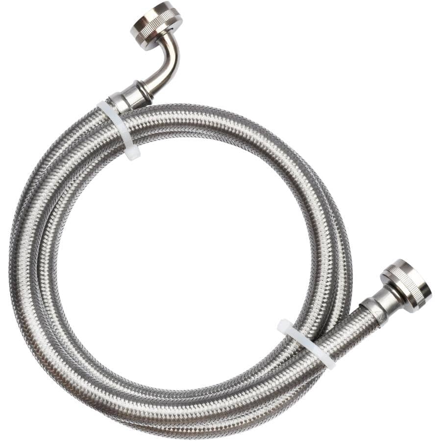 5' Washing Machine Connector Hose - with Elbow, Stainless Steel