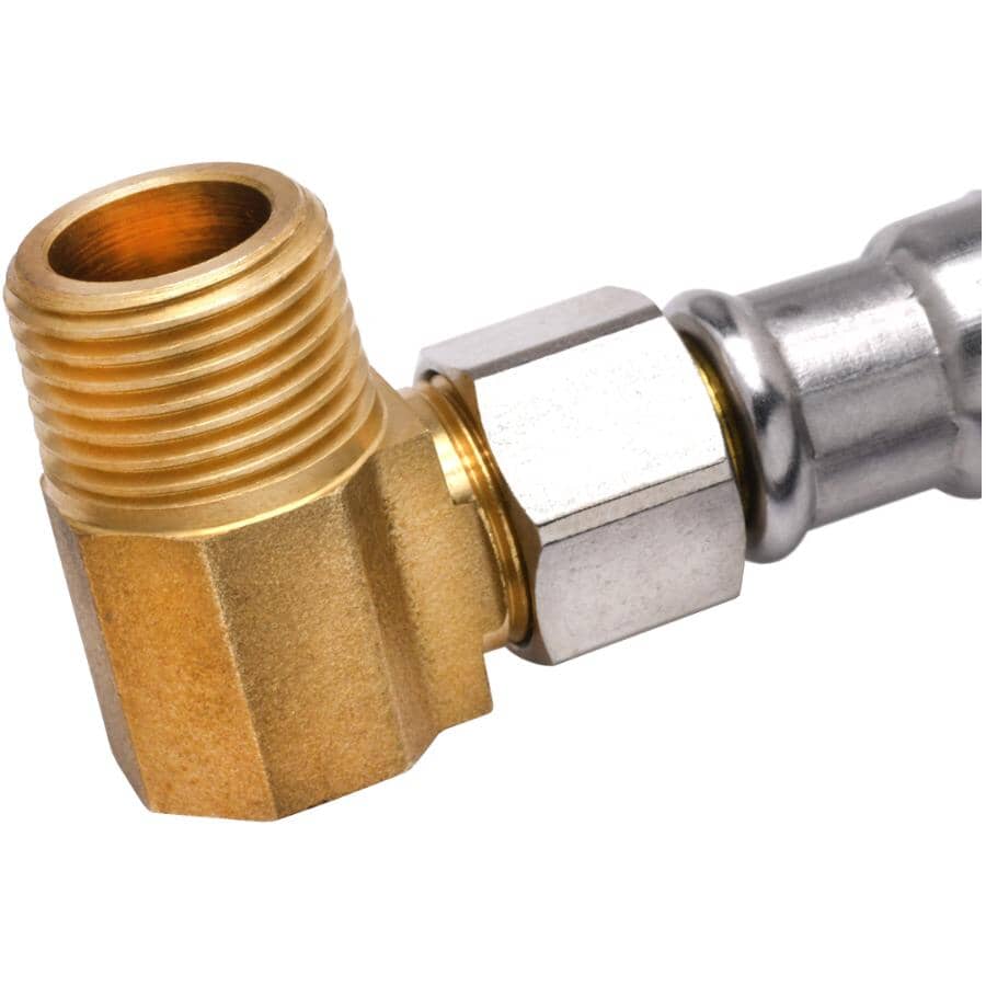 6' Dishwasher Connector Hose - with Elbows, Stainless Steel