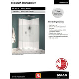 36" x 36" Begonia 3 Piece Polystyrene Neo Angle Corner Shower Kit with Centre Drain - White