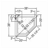 38" x 38" Himalaya 3 Piece Polystyrene Neo Angle Corner Shower Kit - White + Clear Glass & Wavy Vertical Stripes