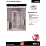 38" x 38" Himalaya 3 Piece Polystyrene Neo Angle Corner Shower Kit - White + Clear Glass & Wavy Vertical Stripes