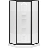 38" X 38" Orchid Polystyrene Neo Angle Corner Shower Kit - White + Clear Glass & Matte Black Trim