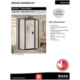 38" X 38" Orchid Polystyrene Neo Angle Corner Shower Kit - White + Clear Glass & Matte Black Trim