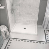 48" x 32" Zone Shower Base - with Center Drain, White