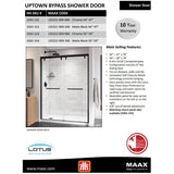 56" to 59" x 76" Uptown Soft Close Bypass Shower Door - 8mm Clear Glass & Matte Black Trim
