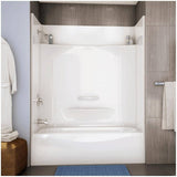 60" x 30" Essence 4 Piece AcrylX Tub Shower - with Left Hand Drain, White