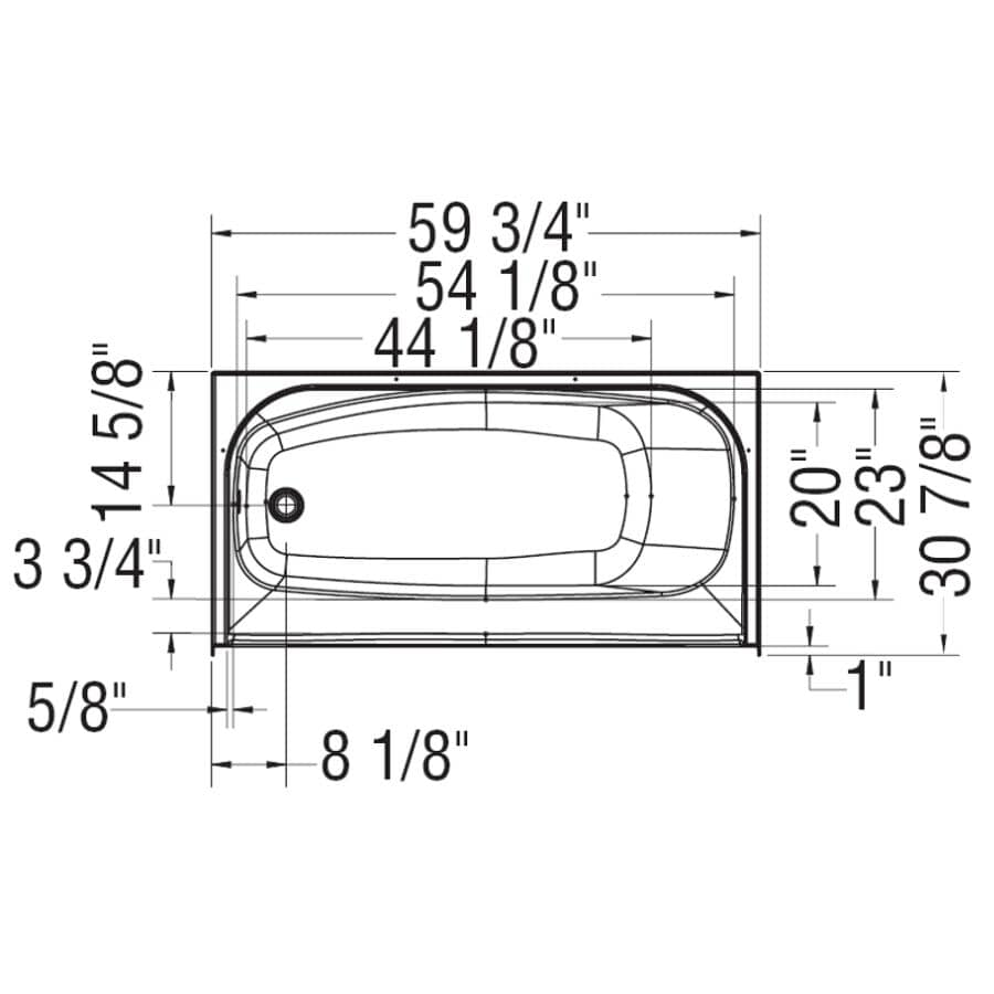 60" x 30" Essence 4 Piece AcrylX Tub Shower - with Left Hand Drain, White
